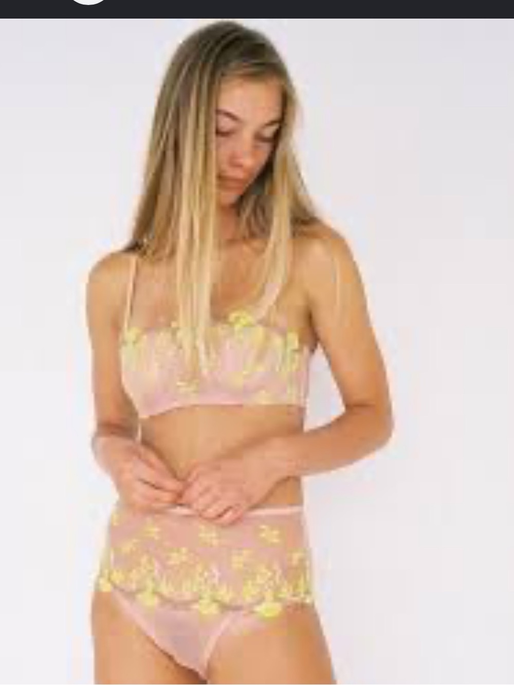 ✨Lonely Lingerie 🌼 Scout Yellow Daisy Mesh Embroidery 3PC Set ✨